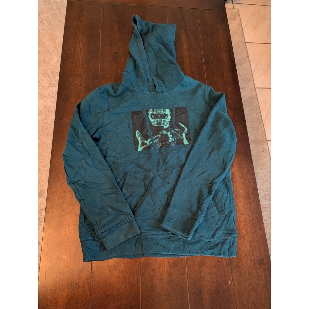 Boys' Tek Gear Ultrasoft Fleece Football Graphic Pullover Hoodie Green Size M